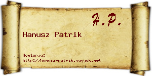 Hanusz Patrik névjegykártya